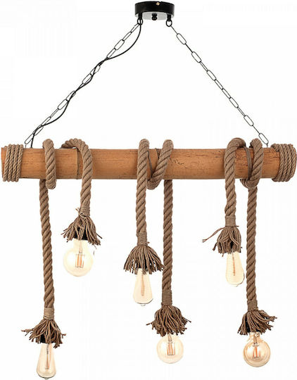 Inlight Pendant Light Brown Rail for 6 Bulbs E27