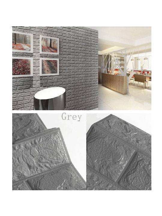 3D Πάνελ Τοίχου Αφρώδες Αυτοκόλλητο 55332 Γκρι Foam Γκρι 75x70εκ.
