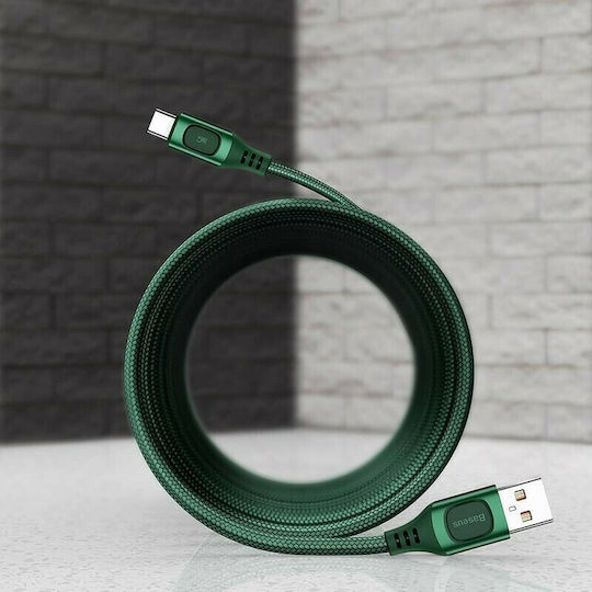 Baseus Power Delivery Braided USB 2.0 Cable USB-C Male - USB-A 15W Green 1m