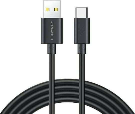 Awei CL-113T USB 2.0 Cable USB-C male - USB-A Μαύρο 0.30m AW-CL-113T