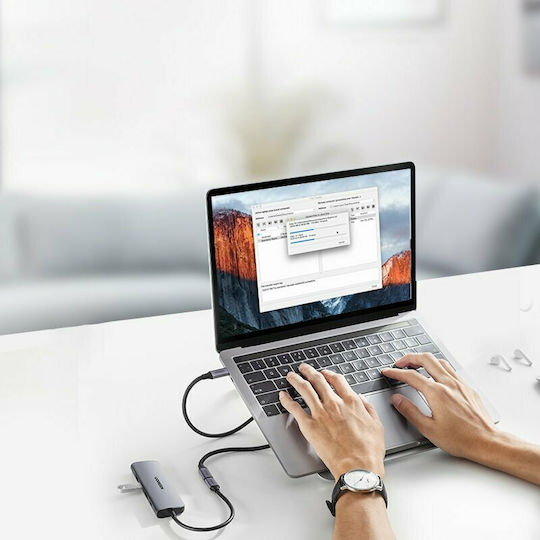 Ugreen US372 Braided USB 3.1 Video Cable USB-C male - USB-C female 100W Μαύρο 0.5m 80810