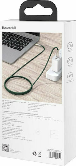 Baseus Cafule Metal Плетен USB 2.0 Кабел USB-C Мъжки - USB-C 100W PD Зелен 2m CATJK-D06