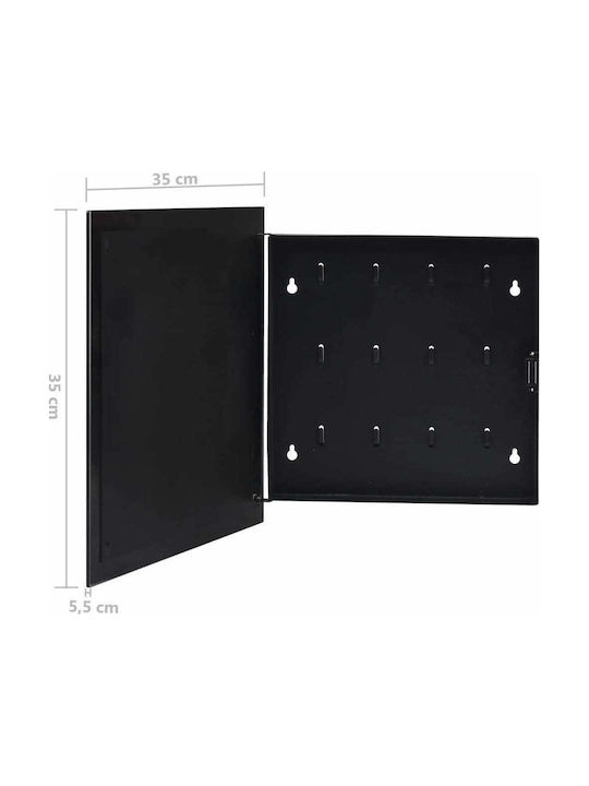 vidaXL Wand-Schlüsselbox Metallisch Schwarz 12 Haken 35x5.5x35cm