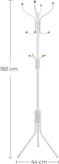 Songmics Καλόγερος Μεταλλικός Λευκός 44x44x182cm
