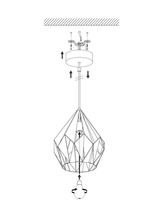 Eglo Carlton 1 Pendant Light Rose Gold with Socket E27 31x110x110cm