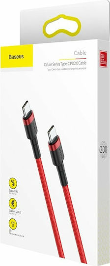 Baseus Cafule Cablu Braided USB 2.0 USB-C Male - USB-C 60W PD Roșu 2m CATKLF-H09