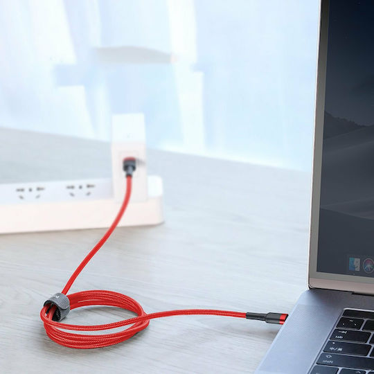 Baseus Cafule Cablu Braided USB 2.0 USB-C Male - USB-C 60W PD Roșu 2m CATKLF-H09