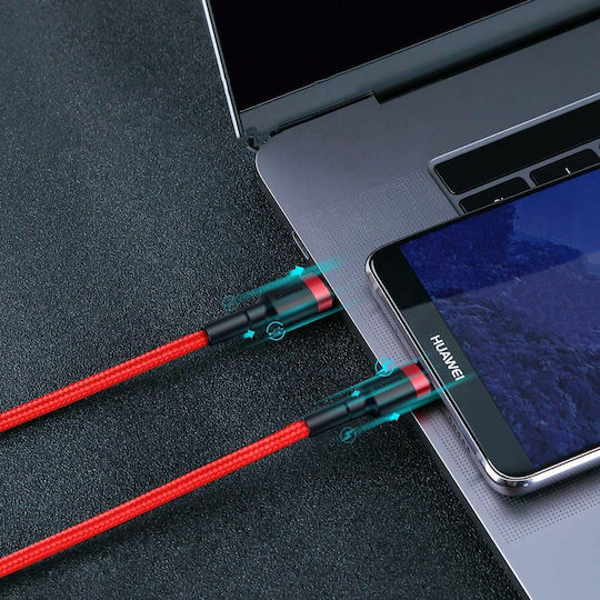 Baseus Cafule Cablu Braided USB 2.0 USB-C Male - USB-C 60W PD Roșu 2m CATKLF-H09