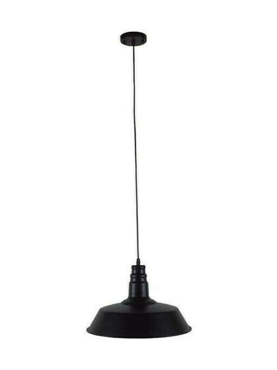 GloboStar Ray Hängelampe Schwarz Glocke mit Fassung E27 36x25cm.