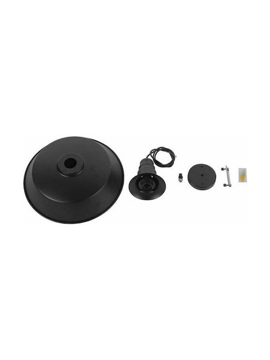 GloboStar Ray Hängelampe Schwarz Glocke mit Fassung E27 36x25cm.