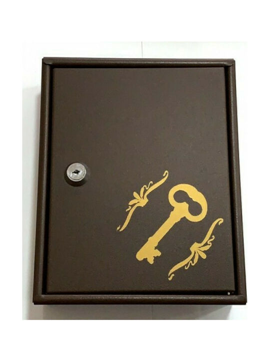 Viometal LTD Wall Key Holder Metallic 1310 10 Θέσεων Coffee 10 positions with Lock 17x5.5x21cm