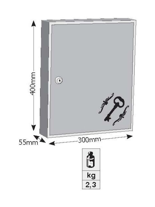 Viometal LTD Wall Key Holder Metallic 1360 60 Positions Coffee 60 positions with Lock 30x5.5x40cm