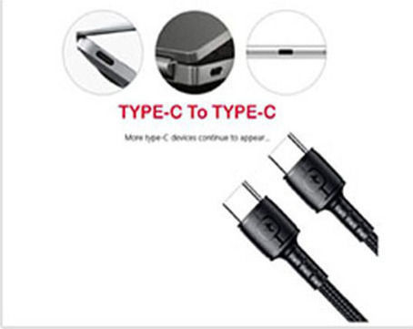 Awei CL-71T Braided USB 2.0 Cable USB-C Male - USB-C 30W Black 1m