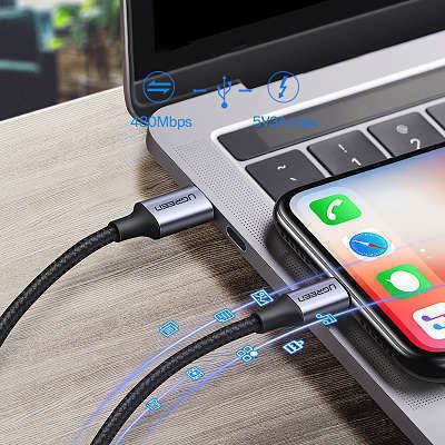 Ugreen US304 Braided USB-C to Lightning Cable 20W Black 1m (60759)
