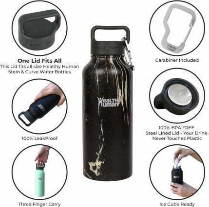 Healthy Human Stein Bottle Recyclable Bottle Thermos Stainless Steel BPA Free 946ml Black