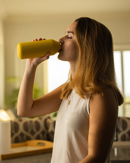 Chilly's Series 2 Bottle Thermos Stainless Steel BPA Free 500ml Yellow with Loop