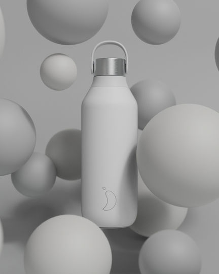 Chilly's Series 2 Bottle Thermos Stainless Steel BPA Free 500ml White with Loop