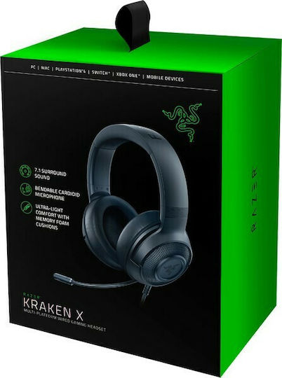 Razer Kraken X Over Ear Gaming Headset με σύνδεση 3.5mm Classic Black