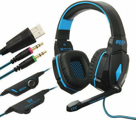 Kotion Each G4000 Over Ear Gaming Headset με σύνδεση 3.5mm / USB Μπλε