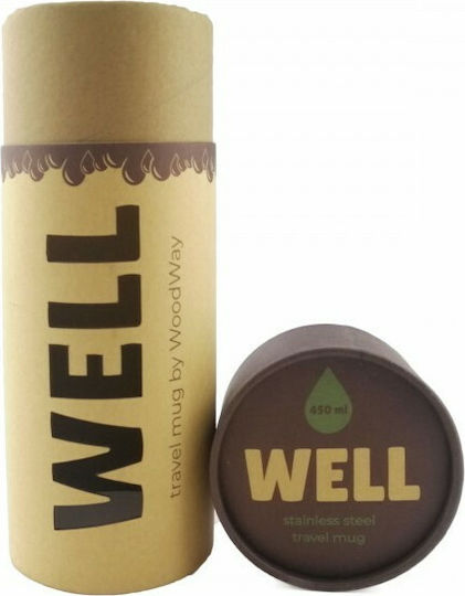 Woodway Pahar Termos Oțel inoxidabil 450ml Roz cu Mustiuc