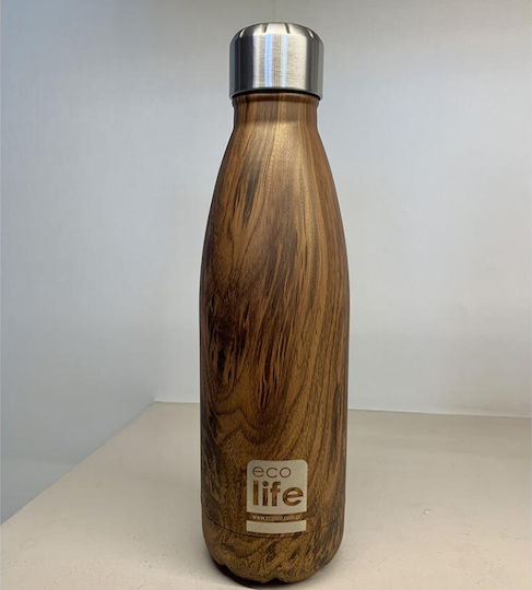Ecolife Recyclable Bottle Thermos Stainless Steel BPA Free 500ml Brown