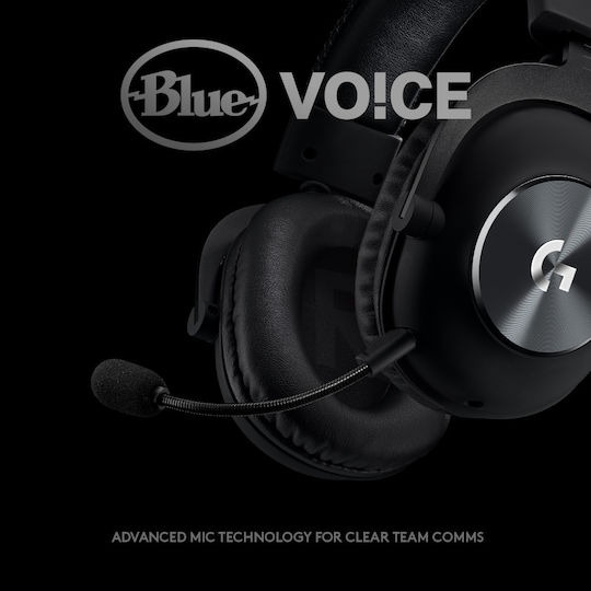 Logitech G PRO X with MIT Blue VO!CE Over Ear Gaming Headset cu