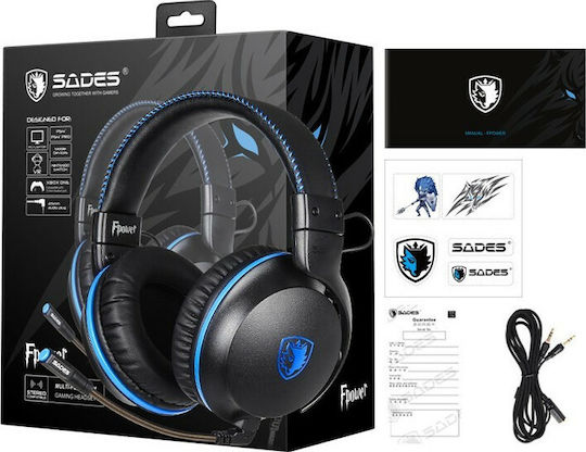Sades Fpower SA-717-BL Over Ear Gaming Headset with Connection 3.5mm Blue