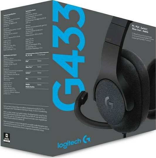 Logitech G433 Over Ear Gaming Headset με σύνδεση 3.5mm / USB