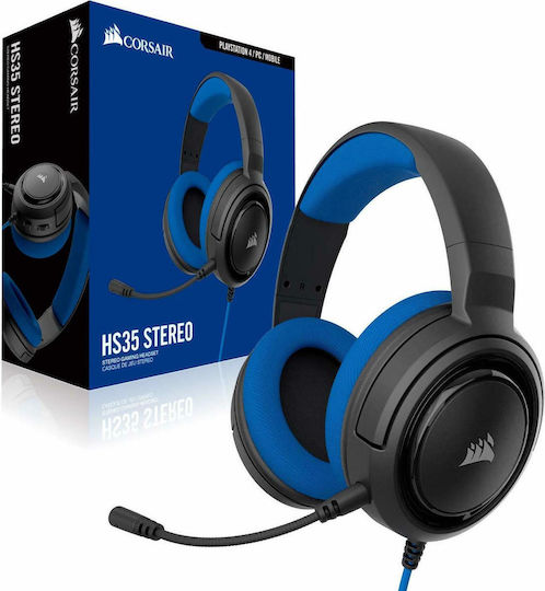 Corsair HS35 Over Ear Gaming Headset with Connection 3.5mm Blue