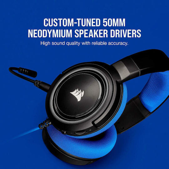 Corsair HS35 Over Ear Gaming Headset with Connection 3.5mm Blue