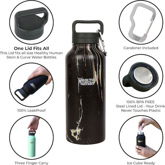 Healthy Human Stein Bottle Stainless Steel Thermos Bottle BPA Free 620ml Beige