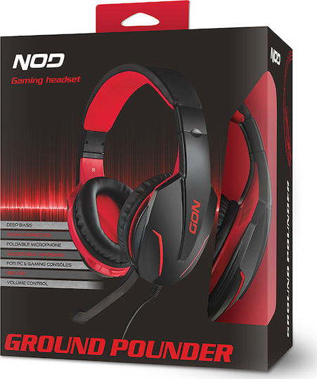 NOD Ground Pounder Over Ear Gaming Headset με σύνδεση 3.5mm Κόκκινο