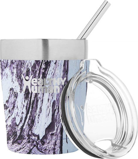 Healthy Human Cruiser Tumbler Recyclable Glass Thermos Stainless Steel BPA Free 350ml Orchid Driftwood with Straw and Handle