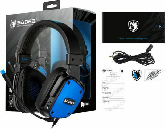 Sades Dpower Over Ear Gaming Headset with Connection 3.5mm / 2x3.5mm Blue