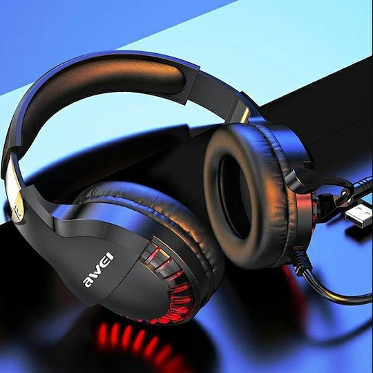 Awei ES-770i Надушници Геймърски слушалки с връзка 3,5 мм / USB Черен