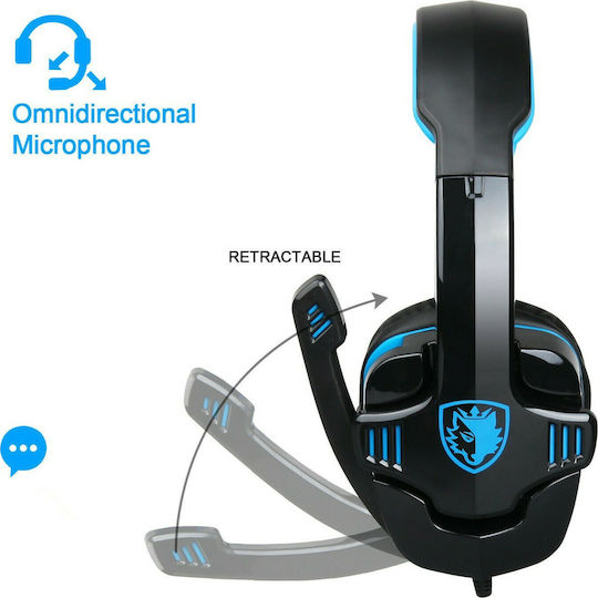 Sades GPower Over Ear Gaming Headset με σύνδεση 2x3.5mm Μπλε