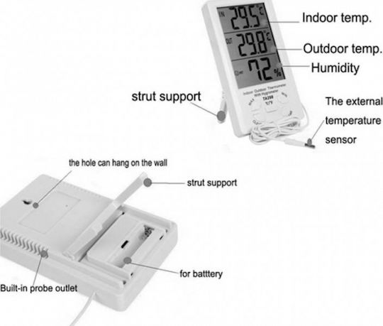 Factory Digital Thermometer & Hygrometer for Indoor & Outdoor Use