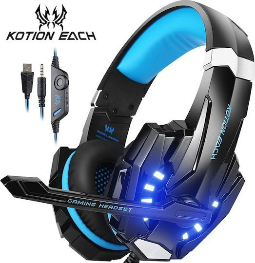 Kotion Each G9000 Over Ear Gaming Headset with Connection 3.5mm / USB Blue