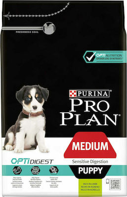 Purina Pro Plan OptiDigest Medium Puppy 3kg Hrană Uscată fără Cereale pentru Cățeluși de Rase Medii cu Miel