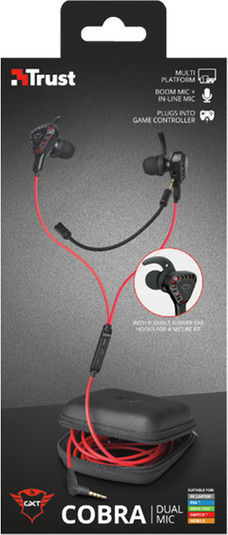 Trust GXT 408 Cobra Multiplatform In Ear Gaming Headset με σύνδεση 3.5mm Κόκκινο