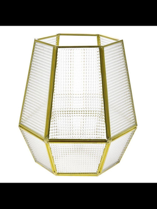 Iliadis Γεωμετρικο με Χρυσες Ακμες Kerzenhalter geeignet für Teelichter Glas Gold 12x12x20cm 1Stück