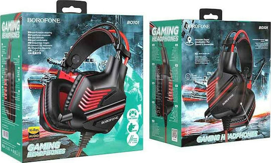 Borofone BO101 Racing Over Ear Gaming Headset cu conexiune 3,5mm / USB Roșu