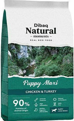 Natural Moments 15kg Dry Food Grain-Free for Large Breed Puppies with Turkey and Chicken