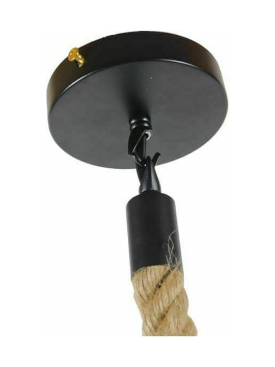 GloboStar Hellet Pendant Light Black with Rope for Socket E27 16x16x25cm