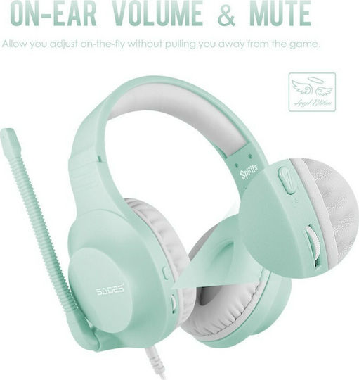 Sades Spirits Over Ear Gaming Headset με σύνδεση 2x3.5mm Cyan