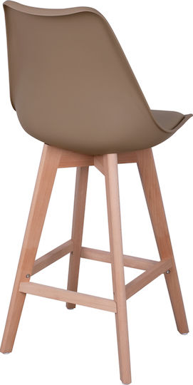 Stool Bar with Backrest made of Polypropylene Vegas Cappuccino 48x58x105cm