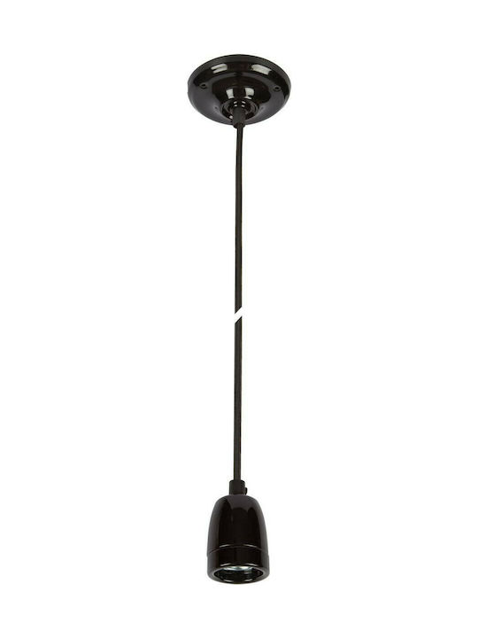 VK Lighting VK/510/PE/B Pendant Light Black with Socket E27