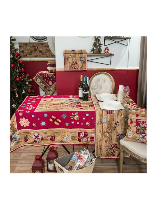 Teoran Gift Χριστουγεννιάτικο Τραπεζομάντηλο Υφασμάτινο Κόκκινο 220x140εκ.