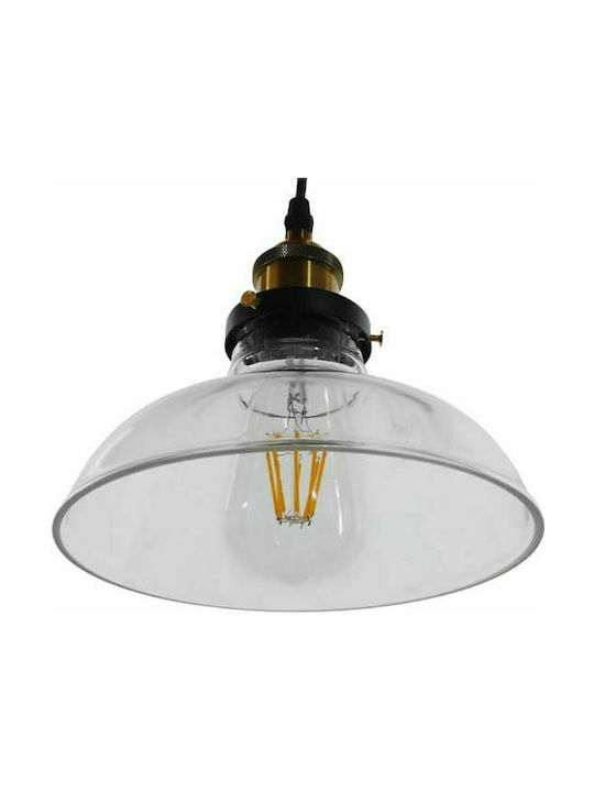 GloboStar Hatty Pendant Light Transparent Bell with Socket E27 24.5x22cm