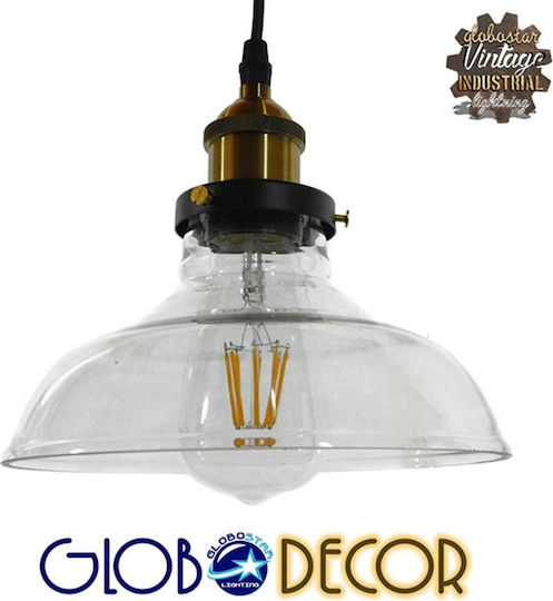 GloboStar Hatty Ceiling Light Transparent Bell with E27 Socket 24.5x22x15cm